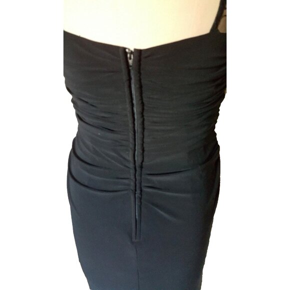 Joseph Ribkoff formal maxi gown cocktail dress, rouched, lace fitted, black M - Picture 10 of 12